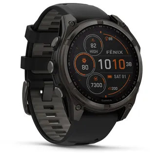 Garmin fenix 8 Solar 47 mm Graphit/Titan Carbongrau Silikon-Armband 22 mm