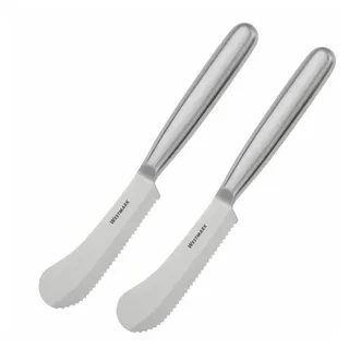 WESTMARK Brötchenmesser 2 Stk, 10 cm Klinge, Frühstücksmesser klassisch, Rostfreier Edelstsahl, Rostfreier Edelstahl, Wellenschliffklinge silberfarben