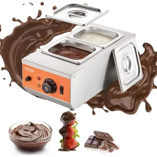 Vevor Schokolade Schmelztiegel Kommerzielle Elektrische Schokolade Schmelzgerät 800 W, Schmelztiegel Schmelztiegel Edelstahl, 2 x 3,5 L Behälter Schokolade Schmelzmaschine Schmelztiegel Topf
