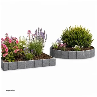 Hti-Living Rasenkante Steinoptik 10-teilig 200 x 20 cm grau