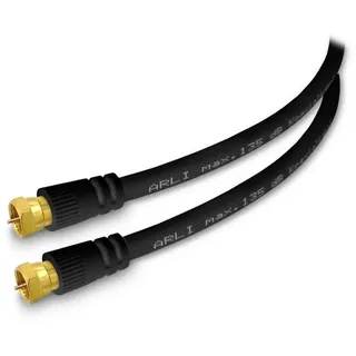 ARLI schwarz TV-Kabel, F-Stecker, F Stecker (700 cm), 7m Anschlusskabel HD Satkabel vergoldet 135 dB Sat Kabel Digital schwarz