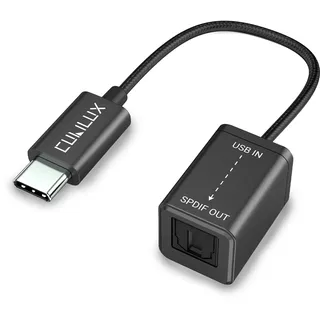 Cubilux USB C auf SPDIF Optical Adapter, TOSLINK Audio Ausgang, 192 kHz / 24 Bit DAC, nur Ausgang, für MacBook und PC