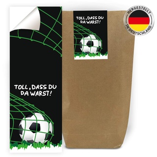 20 Geschenktüten + 20 Aufkleber Fussball Fußball Party-Tüten für Mitgebsel Gastgeschenke beim Geburtstag Kindergeburtstag Mädchen Jungen Geschenkverpackung