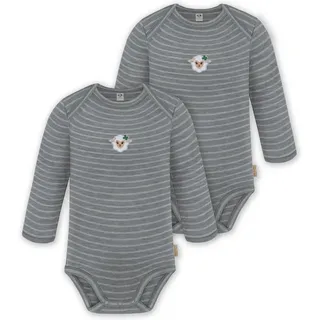 normani Outdoor Sports 2er Pack Baby Merino Body Langarm Auckland in Grau gestreift | Gr.: 98