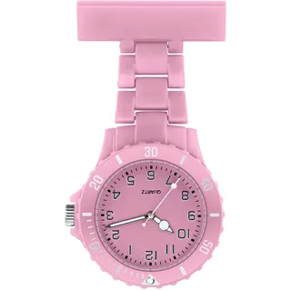 Taffstyle Krankenschwesteruhr Schwesternuhr Kitteluhr mit Nadel Silikon Analog Krankenschwester Uhr Tragbar Einziehbar Taschenuhr Pflegeuhr Hängeuhr Damen Herren Kinder Pfleger Rosa