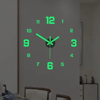 3d Wanduhr Zum Kleben - DIY MUTE MODERN MODERT Grün (Glühen im Dunkeln)