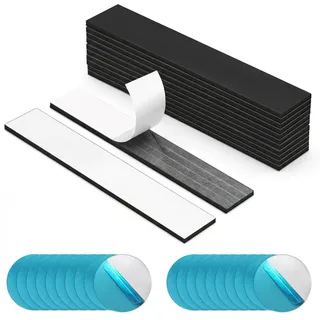 10er Set Magnetstreifen Selbstklebend, mit 20 Metallplättchen, Magnetplatte, Magnetstreifen, für DIY Organisation & Befestigung - Flexible Magnetfolie Haftmagnete für Büro Küche Werkstatt