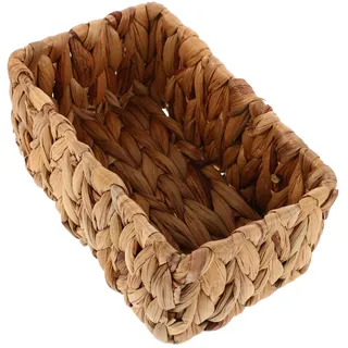 HORIALENCE Handgeflochtener Weidenkorb Aufbewahrungskorb Klein Rechteckiger Aufbewahrungsbehälter aus Seegras für Küche Büro und Picknick Kompakt und Tragbar