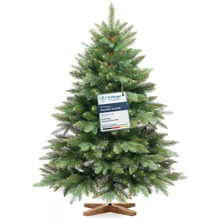FAIRYTREES Weihnachtsbaum künstlich, Nordmanntanne Premium 120 cm, Naturgetreue Spritzguss Elemente,  EU, Künstlicher Weihnachtsbaum mit handgefe... - Grün