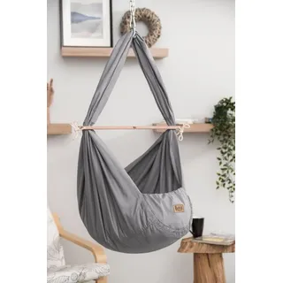 Baby Federwiege Komplett Set in anthrazit - Grün