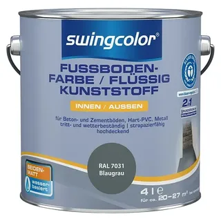swingcolor 2in1 Fußbodenfarbe / Flüssig Kunststoff 2in1 RAL 7031  (Blaugrau, 4 l, Seidenmatt)