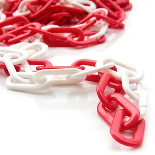 Wiltec Absperrkette 5 m lang mit Ø rot/weiß Sicherheitskette ideal für Innen- und Außenbereich, Kette aus Polypropylen
