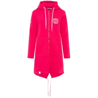 Jerseymantel ZWILLINGSHERZ ""Küste Meer Moin"", Damen, Gr. S/M, pink (fuchsia), angeraute Sweatware, Obermaterial: 50% Baumwolle, 50% Polyester, Mäntel, mit großem Motiv am Rücken