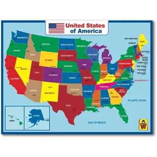 Uncle-Wu Wall United State Map Poster für Kinder, Motiv USA-Karte – 45,7 x 61 cm, laminiert