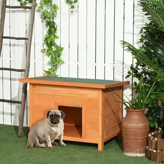 PawHut Hundehütte 82 x 58 x 58 cm Tannenholz Gelb
