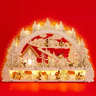 SIKORA LB53 Traumhafter XXL LED Holz Schwibbogen WINTERDORF