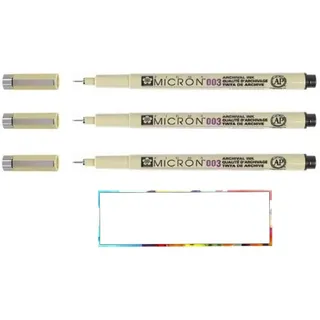 Pigma Micron Sakura 003 Schwarz, 3 Stück und 1 Karte