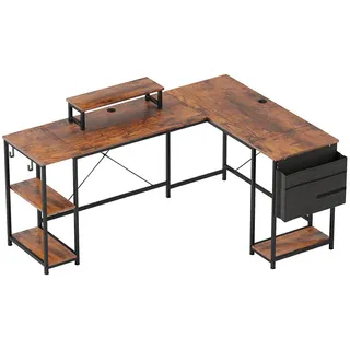 Homcom L-förmiger Schreibtisch 168 x 120 cm Eckschreibtisch mit Ablagefächern