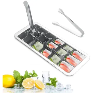 Yuhtech Eiswürfelform, Edelstahl-Eiswürfelform, 1 Edelstahlschale mit 18 Schlitzen, quadratische Form, abnehmbare Eiswürfelform