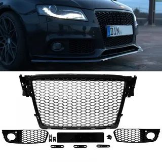 DM Autoteile Set Kühlergrill Wabengrill Schwarz Hochglanz kompatibel für A4 B9 ab 2015-2019 kein RS4 4186