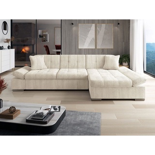 MIRJAN24 Ecksofa Malwi Cord, mit Schlaffunktion und Bettkasten, mit Regulierbare Armlehnen, L-Form beige