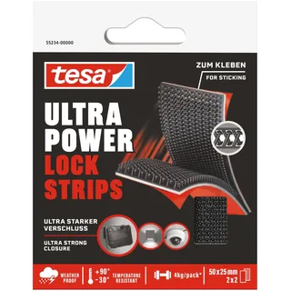 Tesa Klettband Ultra Power Lock 4 Stück 50 mm x 25 mm