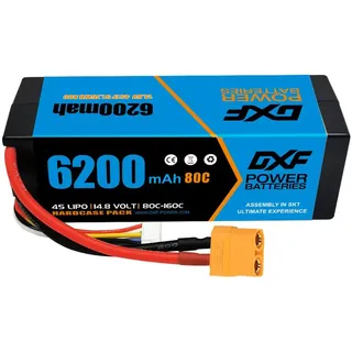 DXF 1 Packungen hochleistungs-lipo-4s-akku, 4s lipo 14.8V 6200mah, 80c xt90-stecker – ideal für 1/8 & 1/10 Autos, perfekt für losi, hpi, Tamiya & mehr – 4s lipo akku Kraft und Lange laufzeit