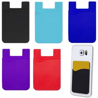 AFCJLTO 5 Stück Kartenhalter Hülle für Smartphone, klebriger Kreditkartenhalter Doppeltasche Phone Brieftaschenhülle mit Selbstklebendem Aufkleber für die Rückseite des Telefons(5 Farben)