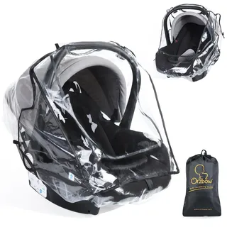 Orzbow Universal Regenschutz für Babyschale (z.B. Maxi-Cosi/Cybex/Römer) | Transparent Regenverdeck Babyschale, mit Einfacher Zugang Rolltor, Trageöffnung und Luftlöchern, PVC-Frei