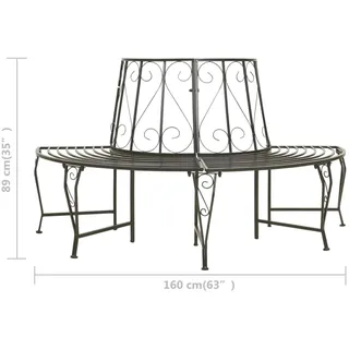 vidaXL Garten-Baumbank Halbrund 160 cm Stahl