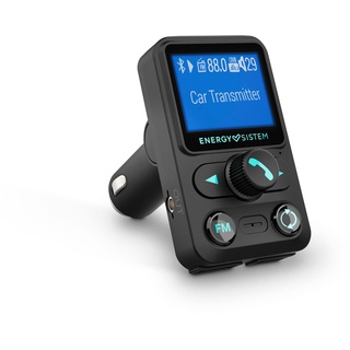 Energy Sistem Car FM Xtra (FM-Transmitter zum Musikhören im Auto, 1,4" LCD, Bluetooth®, microSD, Ordner-Navigation, USB-MP3, Sprachsteuerung) - Schwarz