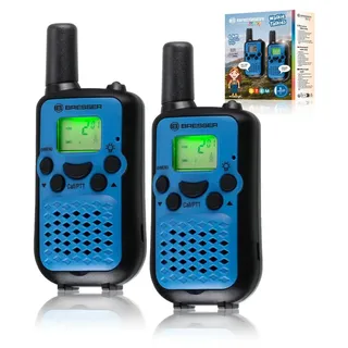 Bresser Junior Walkie Talkie 2er-Set, Funkgeräte mit hoher Reichweite bis zu 6 km, Blau