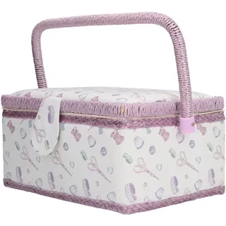 Bonbela 24 X 17,5 X 12,5 Cm Nähkorb, Hochwertiger Stoff, Knitterfrei, Gute Elastizität, Tragbarer Nähkasten