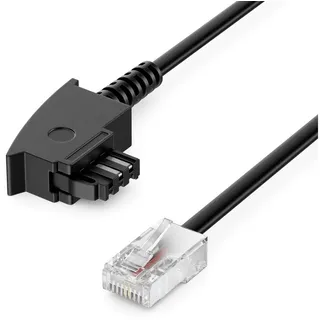 deleyCON 2m Routerkabel TAE-F auf RJ45 (8P2C) Anschlusskabel Kompatibel mit DSL ADSL VDSL Fritzbox Internet Router an Telefondose TAE - Schwarz