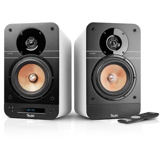 Teufel Ultima 25 Aktiv - Aktive Regallautsprecher mit Bluetooth | integriertem AV-Receiver, Dolby Audio, DAB+ und FM Radio, HDMI ARC CEC, Touch Slider - weiß