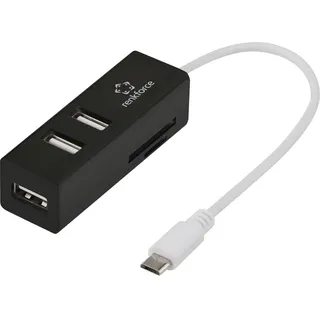 Renkforce RF-4995192 3 Port USB-A, SD, microSD, M2, Memory Stick USB 2.0 480MBit/s mit eingebautem SD-Kartenleser, mit