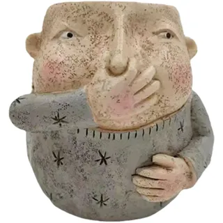 LOVIVER Lustiger Kopf-Übertopf, Blumentopf mit Gesicht, Kunstharz-Skulptur-Blumentopf, Pflanzentopf für Wohnzimmer, Innen- und Außenbereich, Geschenk, Junge