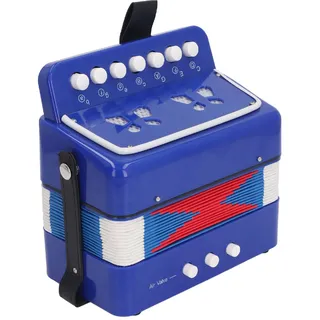 Akkordeon mit 7 Tasten, Pädagogisches Knopfakkordeon für Anfänger, Platzsparend mit Gürtelschnalle Zum Üben (BLUE)