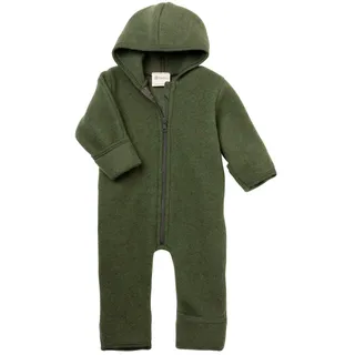 Engel Baby-Kapuzenoverall aus Merinoschurwolle/Fleece Schilf Melange 50/56