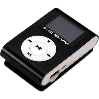 Tragbarer Mini-MP3, Musik-Player/Clip-on-LCD-Bildschirm aus Metall/unterstützt TF-Karte/weit verbreitet/klein und leicht/super lange Akkulaufzeit,... - Schwarz