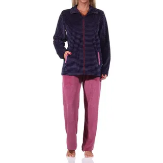 normann-wäschefabrik Eleganter Damen Hausanzug in Streifenoptik, Homewear Nicky Velvet - 212 216 98 237, Farbe:Marine, Größe:48-50 - 48-50