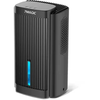 7MAGIC Luftentfeuchter 2800ML, Luftentfeuchter Elektrisch, 7 Farbiges Licht, Tragbar, Ultra Leise, Luftentfeuchter für Schlafzimmer, Schwarz - Schwarz
