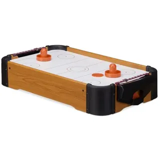 Relaxdays Airhockey Tischspiel Weiß,Hellbraun,Schwarz