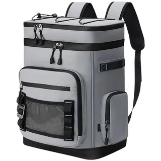 Refttenw Thermobehälter 30L Kühltasche,Picknicktasche,Kühlrucksack,wasserdicht Picknickkorb grau