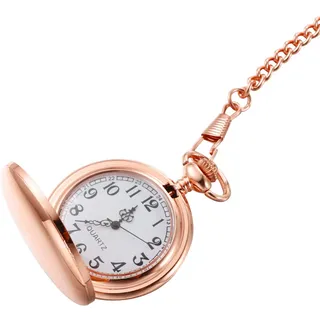 Hemobllo Retro-taschenuhr Mit Zwei Zifferblättern Glatt Einer Legierung Klassisch-fein Quarz-taschenuhr in Roségold