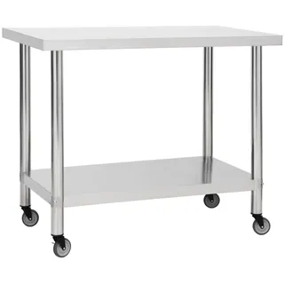 vidaXL Küchen-Arbeitstisch mit Rollen 100x45x85 cm Edelstahl