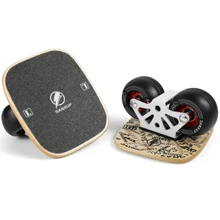 FreeSkates tragbare Rollschuhe, rutschfeste Ahorn-Deckplatte, geteiltes Skateboard mit PU-Rädern und High-End-Kugellager (weiß)