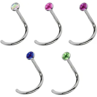 Nasenpiercing ADELIA ́S "Piercing  Piercing Nasenpiercing" bunt Damen Piercings Titan Nasen Piercing Set 5 bunte Nasenstecker mit Spirale- Stab 1 mm