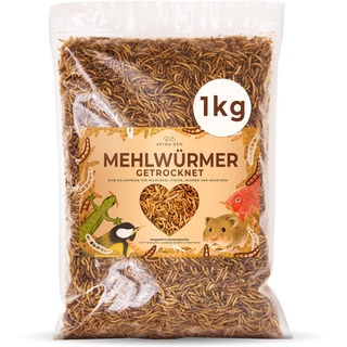 Mehlwürmer getrocknet 1 kg = 6,5 ltr., ideal als Wildvogelfutter und Igelfutter, getrocknete Mehlwürmer, nährstoffreicher Snack für Nager, Reptilien, Vögel, Fische, Igel, Schildkröten