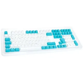 Ducky Keycap Set, PBT, ISO (DE) - weiß/blau